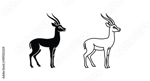 Antelope Species Comparison: Unique Deer vs Classic Gazelle Vector