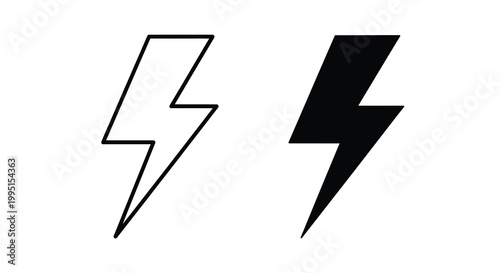 Two lightning bolt designs one outlined and one solid silhouette