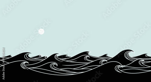 Abstract Blue Sea Waves Pattern for Modern Coastal Decor and   Background