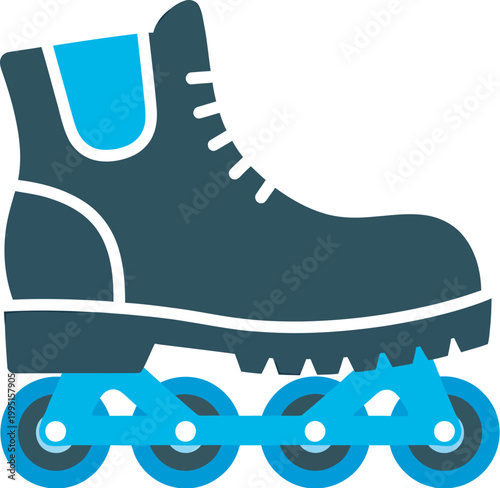 Blue and Black Inline Skate Icon Design for Roller Skating Club Branding and Athletic Equipment Visuals