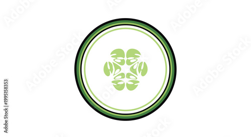 A vibrant circular slice of cucumber with visible seeds silhouette