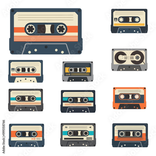 Retro Cassette Tapes Collection: Vintage Audio Music Media