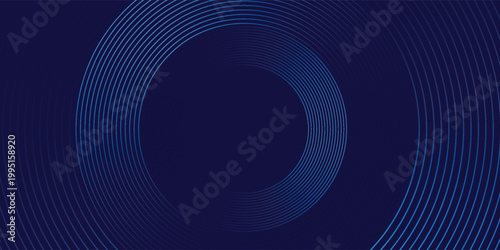 Blue abstract background with circular lines, technology futuristic template. Vector illustration
