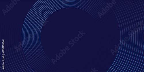 Blue abstract background with circular lines, technology futuristic template. Vector illustration