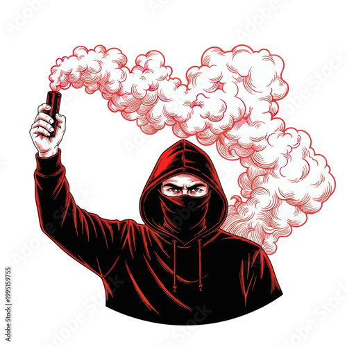 Protester with Smoke Bomb