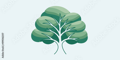 Tree with green leaves illustration.