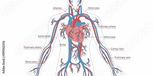 Human Circulatory System Diagram Vector Medical Illustration