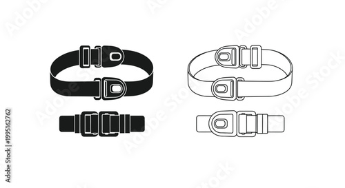 Black and white belt buckle designs presented in a minimalist silhouette