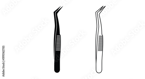 Two pairs of black tweezers displayed in a striking silhouette