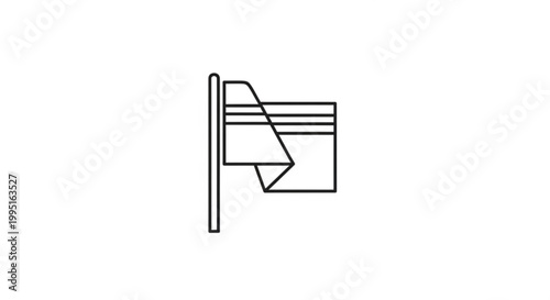Simple line art waving flag icon for national or corporate branding