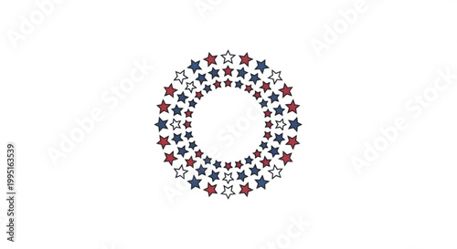 Circular pattern of red and blue stars for patriotic design themes