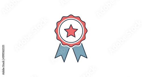 Award ribbon with star icon flat vector illustration for excellence