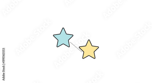 Two colorful star icons connected by a line flat vector illustration