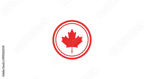 Canadian maple leaf flag emblem icon in circular frame vector art