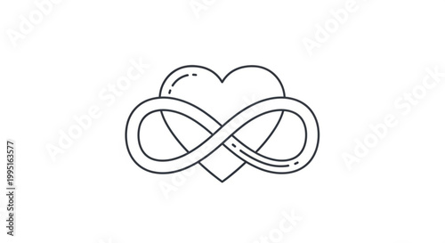 Heart and infinity symbol combined as a clean line art vector icon