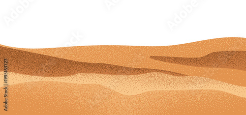 Sand Dunes Wavy Pattern. Abstract Desert Mountain Landscape Background. Vector Hills with Dot Grain Texture. Desert Dune Sand with Gradient.