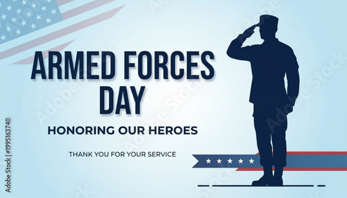 Armed Forces Day Patriotic Poster with Saluting Soldier Silhouette