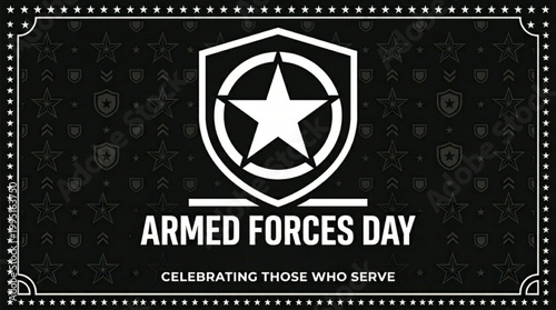 Black and White Armed Forces Day Banner with Minimalist Typography