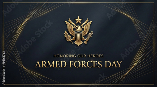 Armed Forces Day Elegant Gold Typography Design on Dark Background