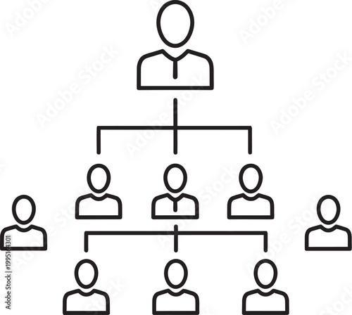 Schilderij op canvas Organizational Chart Vector Icon Representing Corporate Hierarchy Business Leade