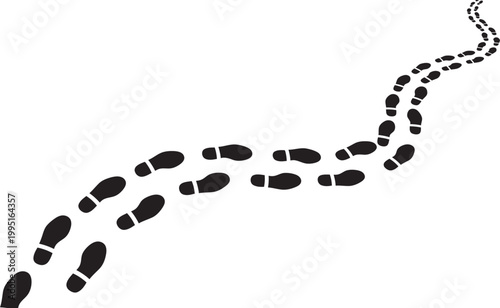 Bild auf Leinwand S-Curve Footprint Trail Vector Design for Tracking and Navigation Visualization