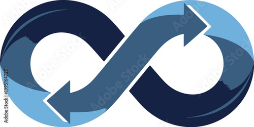 Fotografía Dynamic Infinity Path with Directional Arrow Elements Representing Agile Workflo