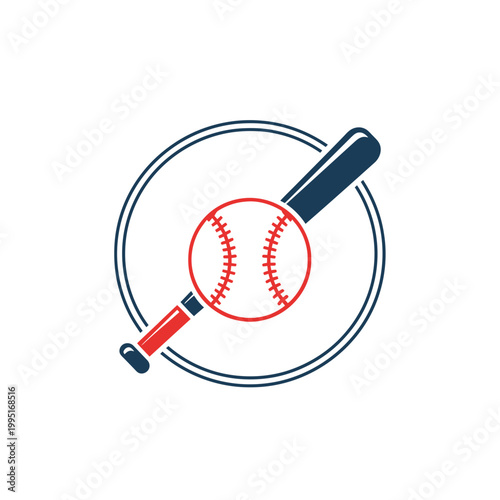 Baseball Bat and Ball Icon - Sport Game Symbol