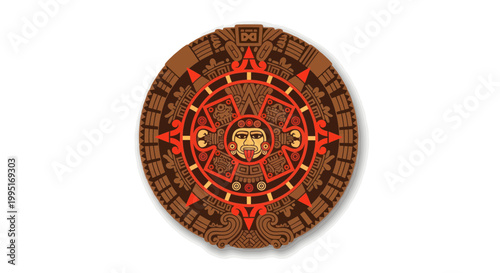 Aztec Sun Stone Calendar, Ancient Mesoamerican Art, Symbol of Time and Culture