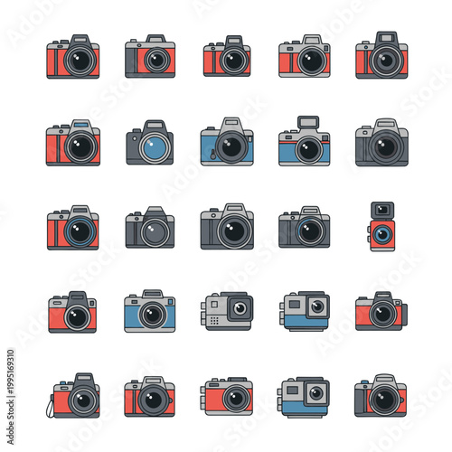 Retro Camera Icons Collection - Pixel Art Style