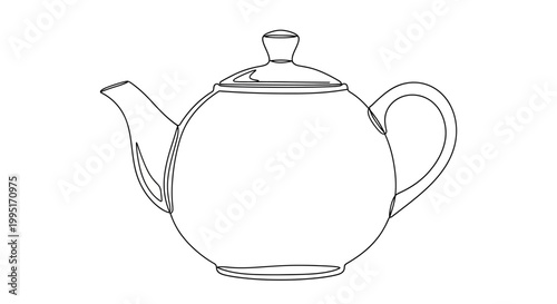 Simple line art drawing of a classic ceramic teapot.