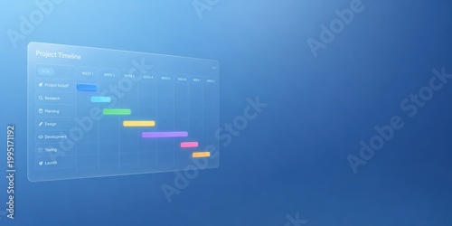 Futuristic Project Timeline Interface Design for Visualizing Progress and Milestones in Digital Projects