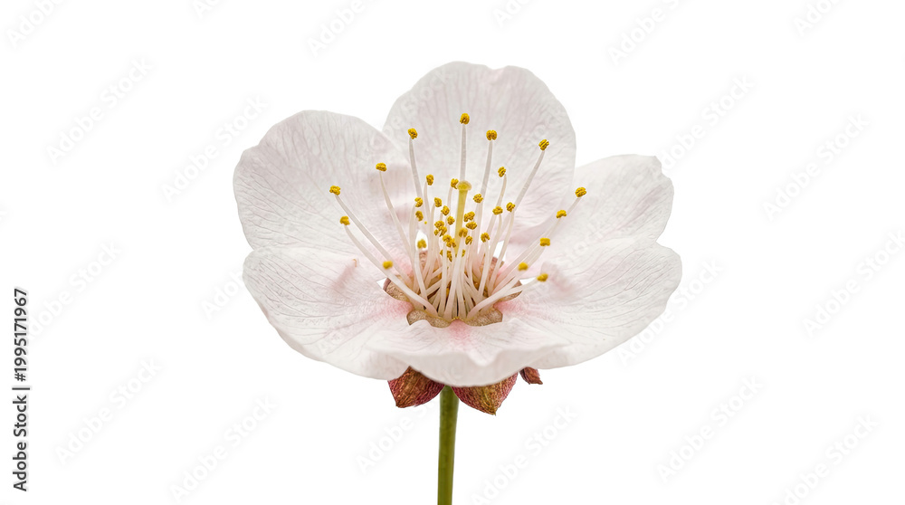Obraz premium Close up of a delicate white cherry blossom flower