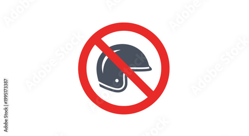 No Helmet Sign: Safety Regulation and Head Protection Prohibition.