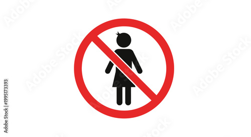 No women allowed sign female gender restriction symbol.