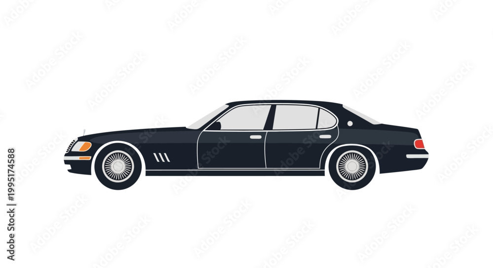 Obraz premium Black Luxury Sedan Car Side View.