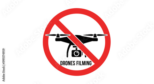 No Drones Filming Sign: Prohibiting Aerial Photography and Videography.