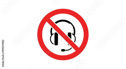 No headphones or headset allowed sign.