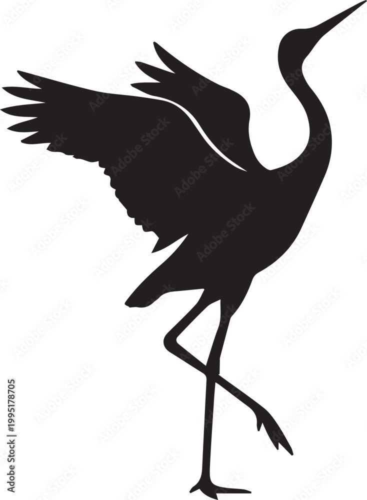 Obraz premium Dancing Crane Silhouettes Zen Bird Vector Art