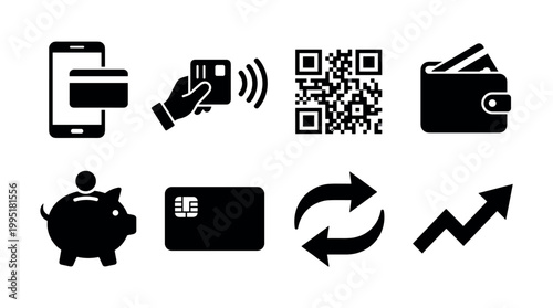 Digital payment solutions mobile wallet qr codes and contactless cards in modern finance urban setting graphic design