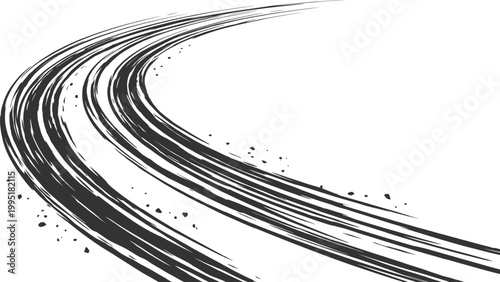 Dynamic tire street mark abstract skid trace on asphalt road surface