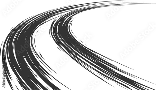 Dramatic tire street mark skid tracks on white background automotive imagery