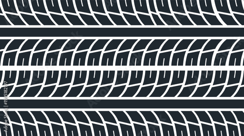 Tire tracks and street marks a repeating pattern of rubber on asphalt