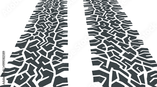 Tire tracks on street detailed markings and rubber impressions