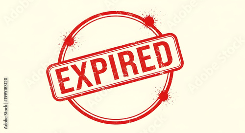 Red expired rubber stamp isolated on white background