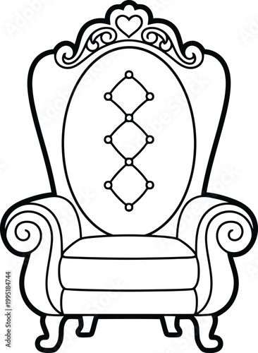 Luxury armchair graphic illustration with ornate design and elegant upholstery details