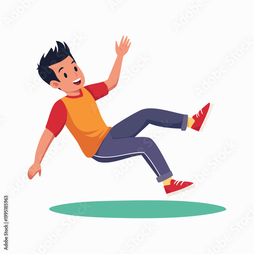 Cartoon Boy Falling Down