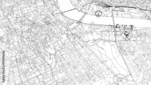 3D looped animation of city - London England