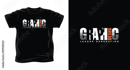 Black t-shirt with graphic design logo