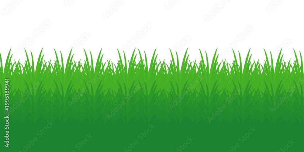 Obraz premium flat grass illustration. green grass in cute cartoon style.