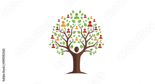 Tree with colorful leaves and branches.